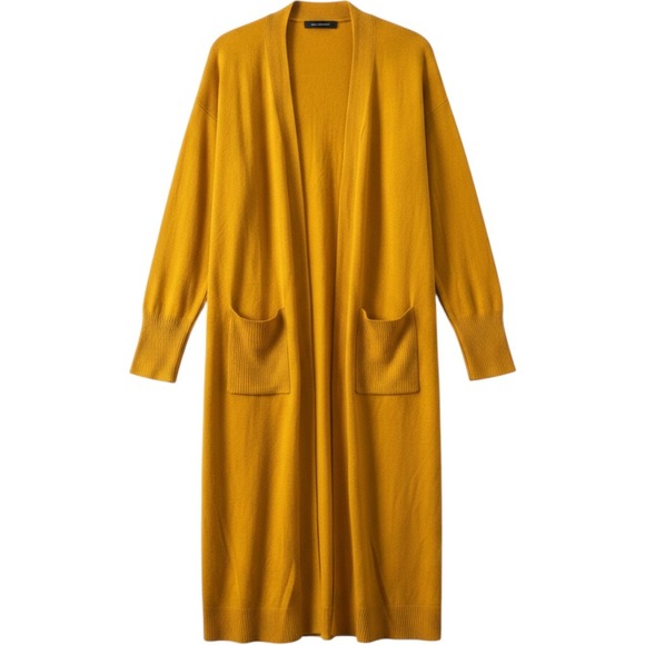 Ashley Stewart Sweaters - Ashley Stewart Womens Mustard Yellow Longline Duster Cardigan Sweater Plus 22/24